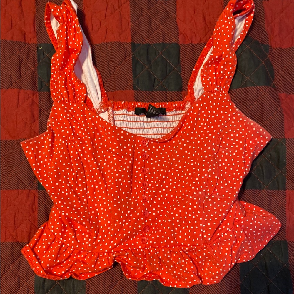 Cute red polka dot cropped tank
